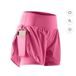2 in 1 Women's Workout Shorts for Athletic Gym Running Shorts with Phone Pockets